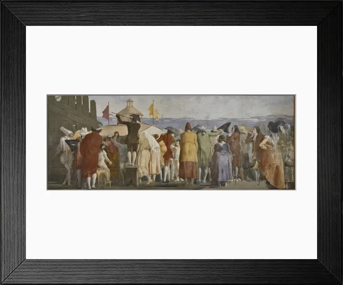 Framed Print : A new world, by Giandomenico Tiepolo, 1791, 18th Century, torn fresco, 205 x 525 cm - Italy, Veneto, Venice, Ca Rezzonico. Whole artwork view