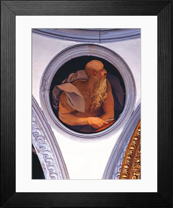 Framed Print : Saint John Evangelist, by Jacopo Carrucci also called Pontormo, 1525 - 1528, 16th Century, fresco - Italy, Tuscany, Florence, Church of Saint Felicita. Whole artwork view Framed Print : Saint John Evangelist, by Jacopo Carrucci also called Pontormo, 1525 - 1528, 16th Century, fresco - Italy, Tuscany, Florence, Church of Saint Felicita. Whole artwork view