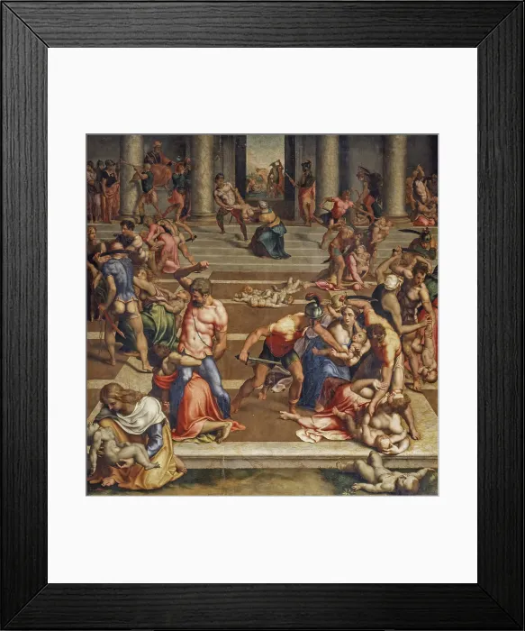 Framed Print : The Massacre of the Innocents (La strage degli innocenti), by Daniele da Volterra, 1557, 16th Century, oil on board, 147 x 142 cm - Italy, Tuscany, Florence, Accademia Gallery