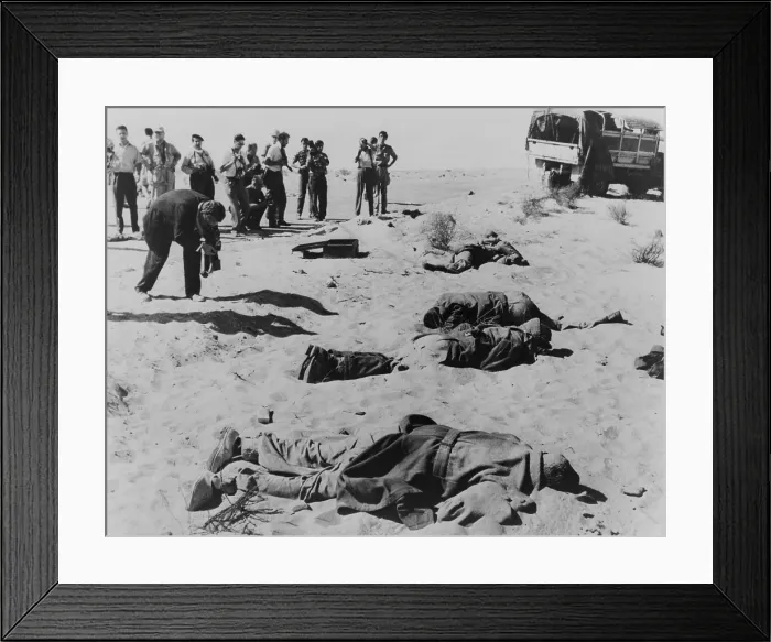 Framed Print : Bodies of dead Egyptian soldiers lying in the Sinai desert following Israeli advance Framed Print : Bodies of dead Egyptian soldiers lying in the Sinai desert following Israeli advance