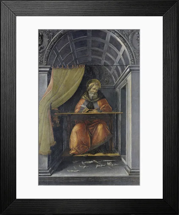 Framed Print : St. Augustine in His Study (Sant'Agostino nella cella), by Sandro Botticelli, 1490-1494, 15th Century, tempera on board, 41 x 27 cm - Italy, Tuscany, Florence, Uffizi Gallery