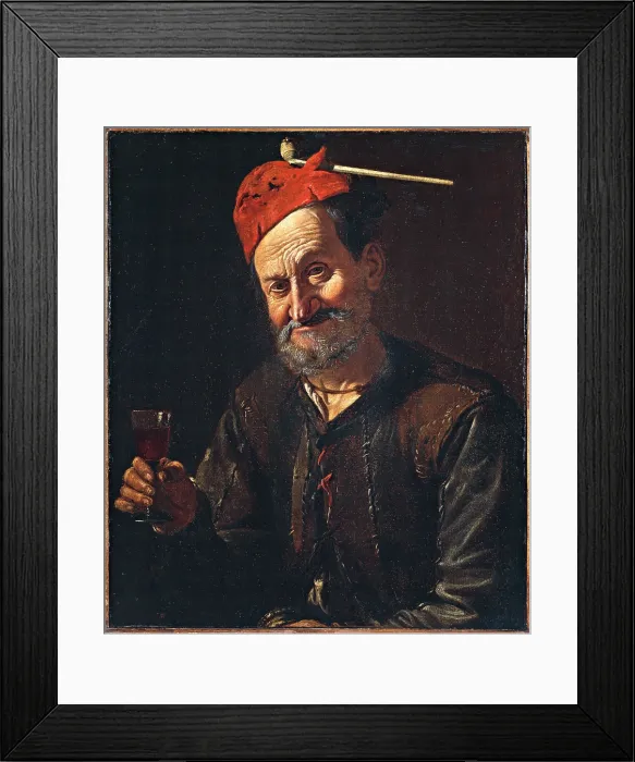 Framed Print : Old Drinker, by Pietro Bellotti, 1670, 17th Century, oil on canvas - Italy, Lombardy, Milan, Castello Sforzesco, Civic Collections of Ancient Art. Whole artwork view
