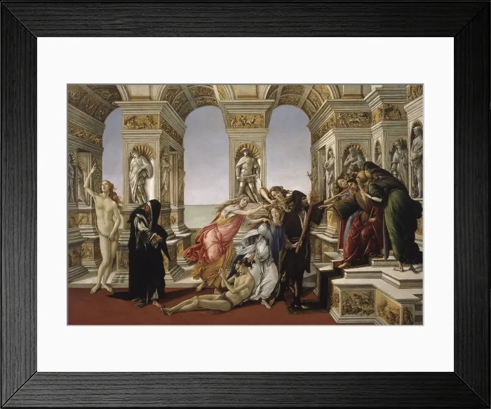 Framed Print : Calumny (Calunnia), by Sandro Botticelli, 1497, 15th Century, tempera on board, 62 x 91 cm - Italy, Tuscany, Florence, Uffizi Gallery. Whole artwork view