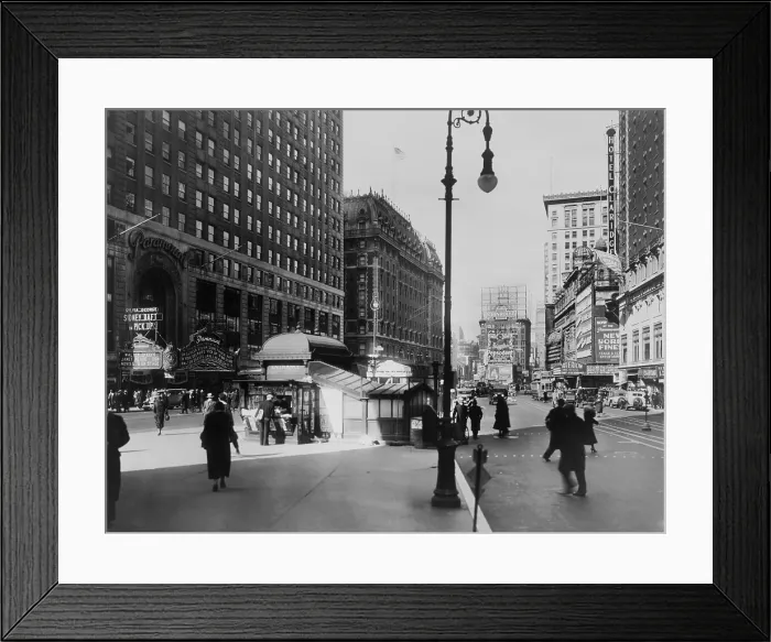 Framed Print : Times Square and Broadway, New York City, ca. 1933. At left, the Paramount Theater marquee promotes the movie PICK-UP with George Raft and Sylvia Sidney. - (BSLOC_2015_1_161)