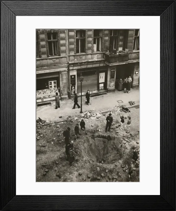 Framed Print : Crater made by British bomb dropped into downtown Berlin in Oct. 1940