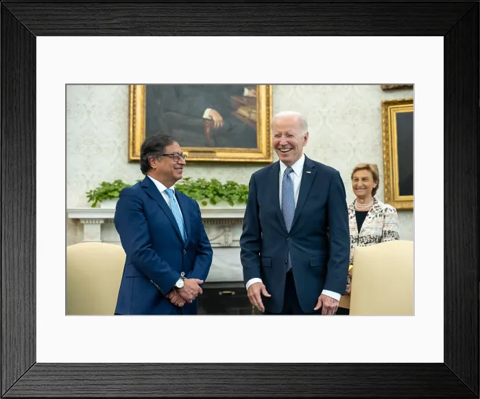 Framed Print : President Joe Biden meets with President Gustavo Petro of Columbia, April 20, 2023, in the Oval Office of the White House Framed Print : President Joe Biden meets with President Gustavo Petro of Columbia, April 20, 2023, in the Oval Office of the White House