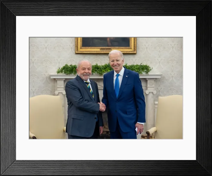 Framed Print : President Joe Biden meets with Brazilian President Luiz Inacio Lula da Silva, Feb. 10, 2023, in the White House Oval Office Framed Print : President Joe Biden meets with Brazilian President Luiz Inacio Lula da Silva, Feb. 10, 2023, in the White House Oval Office