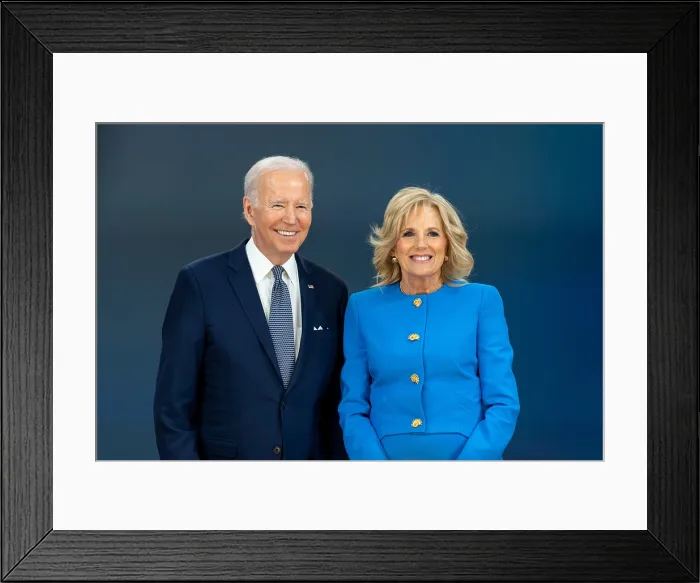 Framed Print : President Joe Biden and First Lady Jill Biden record video messages for Carroll Burnett's and Myrlie Evers 90th birthdays, March 8, 2023 Framed Print : President Joe Biden and First Lady Jill Biden record video messages for Carroll Burnett's and Myrlie Evers 90th birthdays, March 8, 2023
