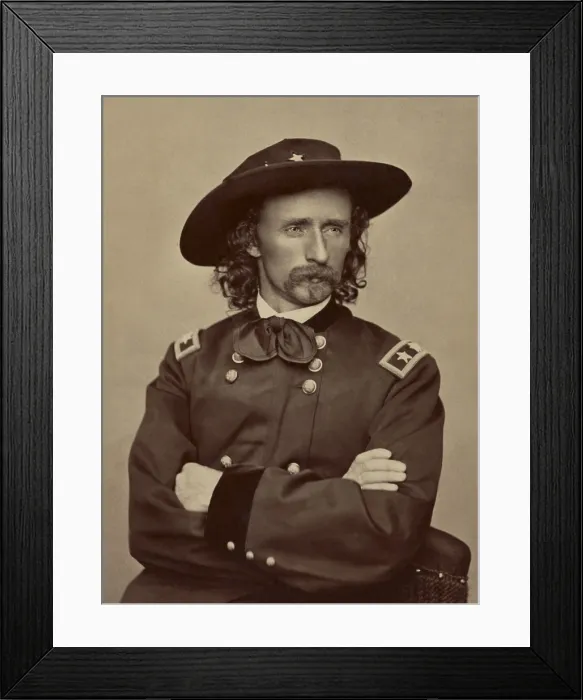 Framed Print : George Armstrong Custer, in Brady Studio portrait, 1865, wearing his uniform as a Brevet Major General of the US Volunteers
