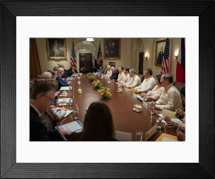 Framed Print : President Joe Biden leads an expanded bilateral meeting with Philippines President Ferdinand Marcos Jr