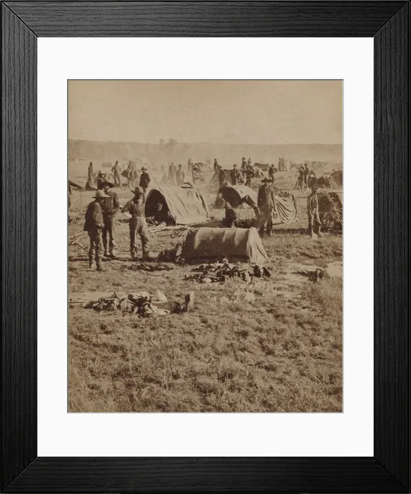 Framed Print : INFANTRY CAMP IN WICKYUPS, ON WHITEWOOD. Infantry camp after the Battle of Slim Buttes in the Sioux War of 1876, Sept Framed Print : INFANTRY CAMP IN WICKYUPS, ON WHITEWOOD. Infantry camp after the Battle of Slim Buttes in the Sioux War of 1876, Sept
