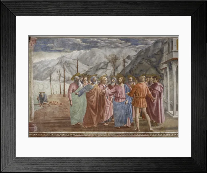 Framed Print : Tribute Money (Tributo), by Masaccio, 1425-1427, 15th Century, fresco, 255 x 598 cm - Italy, Tuscany, Florence, Church of Santa Maria del Carmine, Brancacci Chapel. Detail