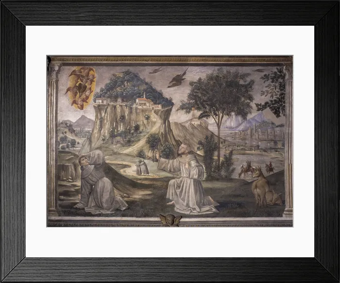 Framed Print : St. Francis Receiving the Stigmata (San Francesco riceve le stimmate), by Domenico Ghirlandaio, 1482-1486, 15th Century, fresco - Italy, Tuscany, Florence