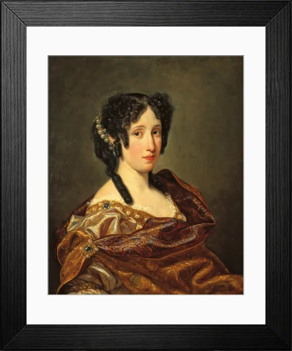 Framed Print : Portrait of a Woman, by Unknown French artist, 17th Century, oil on canvas, 74 x 60 cm - Italy, Lombardy, Milan, Castello Sforzesco, Civic Collections of Ancient Art