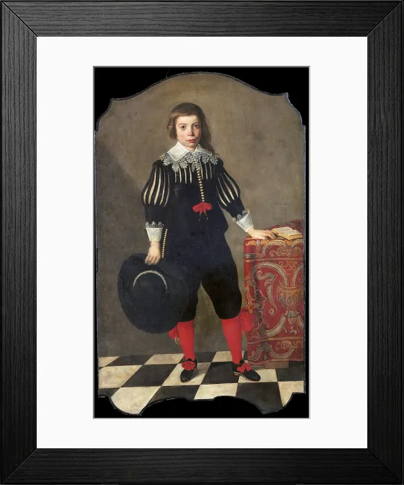 Framed Print : Portrait of a Boy with a Hat, by Unknown Northern European artist, ca Framed Print : Portrait of a Boy with a Hat, by Unknown Northern European artist, ca