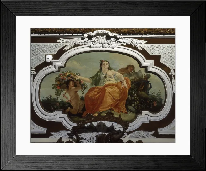 Framed Print : Spring, by Francesco Fontebasso, 18th Century, canvas on ceiling - Italy, Veneto, Venice, Contarini del Bovolo Palace. Whole artwork view