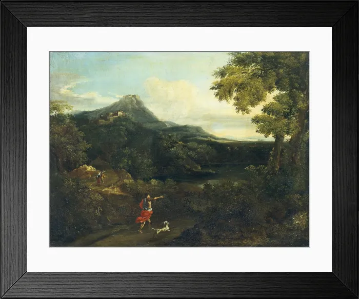 Framed Print : Landscape with wanderers, by Unknown Flemish-Dutch artist, ca