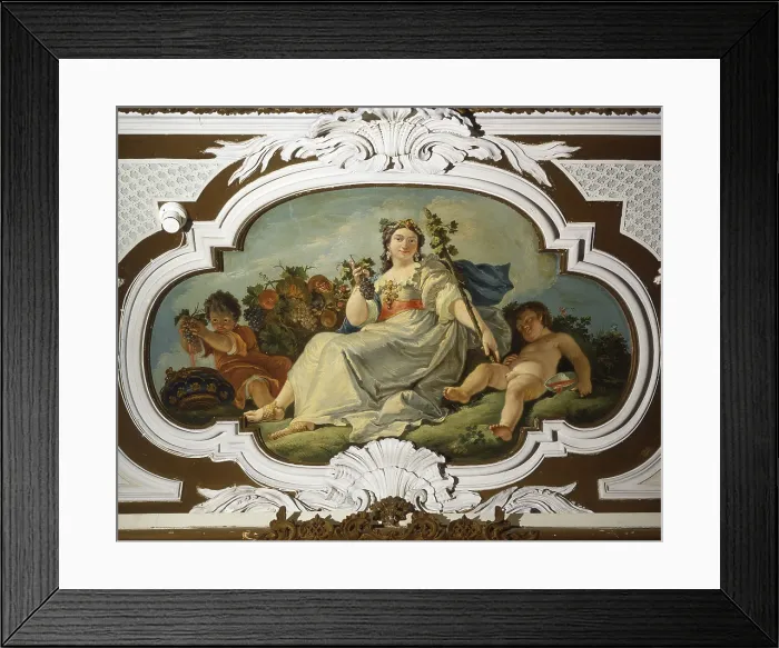 Framed Print : Autumn, by Francesco Fontebasso, 18th Century, canvas on ceiling - Italy, Veneto, Venice, Contarini del Bovolo Palace. Whole artwork view Framed Print : Autumn, by Francesco Fontebasso, 18th Century, canvas on ceiling - Italy, Veneto, Venice, Contarini del Bovolo Palace. Whole artwork view