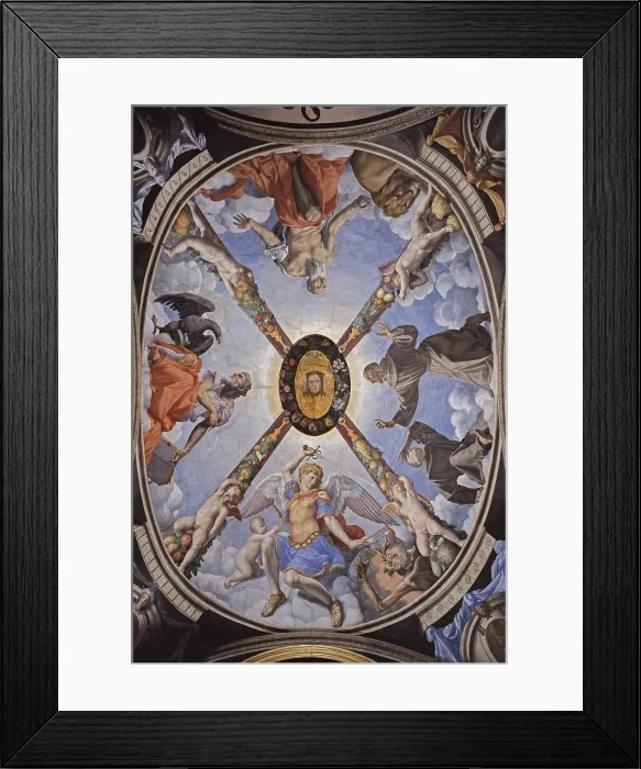 Framed Print : Decoration Vault of the Chapel of Eleonora (Decorazione della volta della Cappella di Eleonora), by Bronzino, 1540-1545, 16th Century, fresco, 490 x 385 cm - Italy, Tuscany
