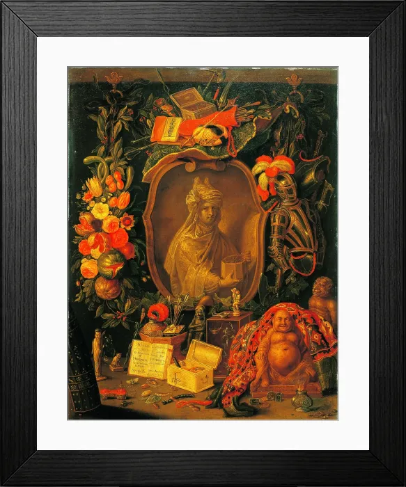 Framed Print : Allegory of Asia, by Erasmus Quellinus II and Jan van Kessel I, 1667, 17th Century, oil on copper, 49 x 37.5 cm - Italy, Lombardy, Milan, Castello Sforzesco