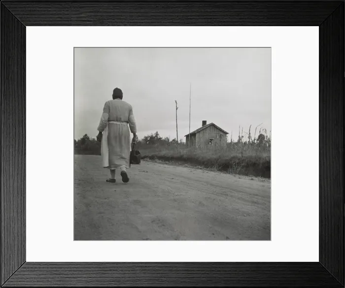 Framed Print : African American Midwife carrying her medical bag on a dirt road in Georgia. Nov. 1941 photo by Jack Delano. - (BSLOC_2015_1_189)