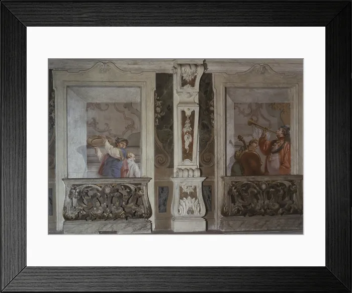 Framed Print : Gallant Scene (Scena galante), by Francesco Zugno, c. 1770, 18th Century, fresco - Italy, Lombardy, Brescia, Teatro Grande. Whole artwork view