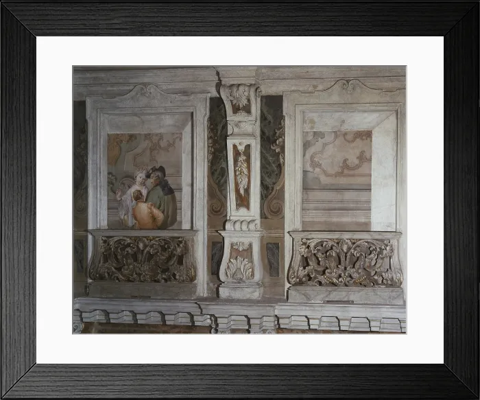 Framed Print : Romantic Scene (Scena galante), by Francesco Zugno, c. 1770, 18th Century, fresco - Italy, Lombardy, Brescia, Teatro Grande. Whole artwork view