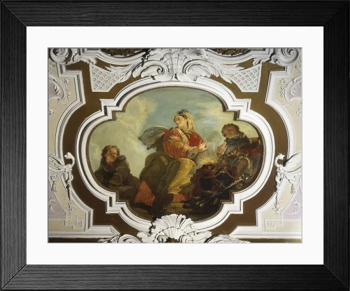 Framed Print : Winter, by Francesco Fontebasso, 18th Century, canvas on ceiling - Italy, Veneto, Venice, Contarini del Bovolo Palace. Whole artwork view Framed Print : Winter, by Francesco Fontebasso, 18th Century, canvas on ceiling - Italy, Veneto, Venice, Contarini del Bovolo Palace. Whole artwork view