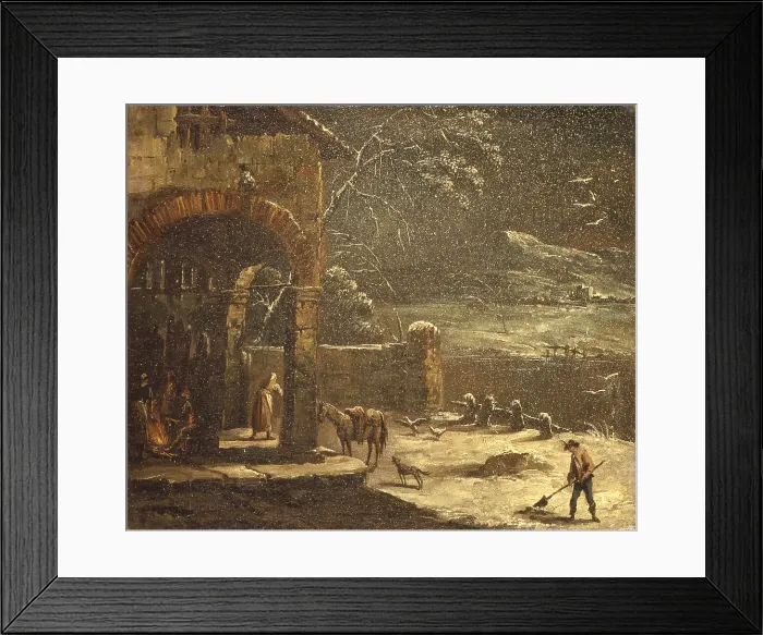 Framed Print : Winter Landscape (Paesaggio invernale), by Antonio Diziani, second half of 18th Century, oil on canvas - Italy, Veneto, Padua, Civic Museum. Whole artwork view