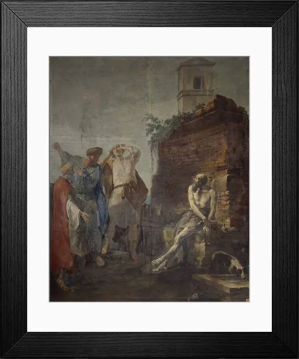 Framed Print : Job, by Francesco Polazzo, 18th Century, canvas - Italy, Lombardy, Bergamo, Church of St. Alexander of the Cross. Whole artwork view. Job mourned by friends