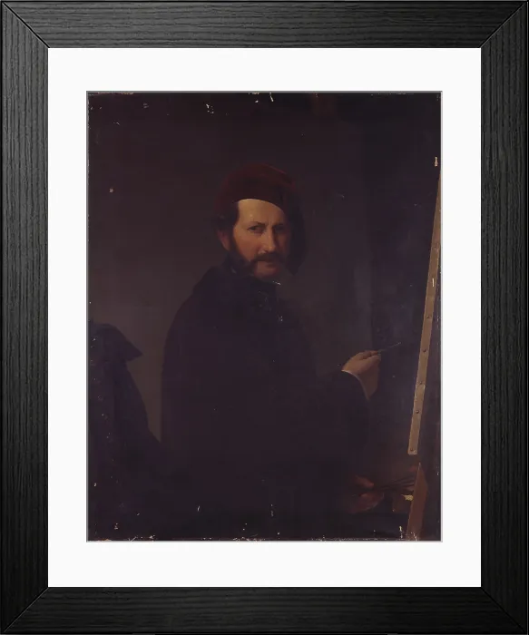 Framed Print : Self Portrait (Autoritratto) by Giuseppe Sogni, 1853, 19th Century, oil on canvas - Italy, Lombardy, Milan, Brera Academy. Whole artwork view