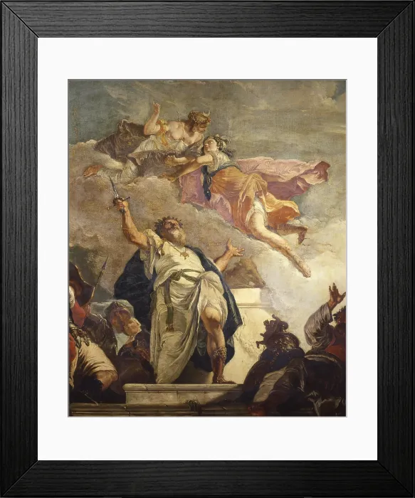 Framed Print : Sacrifice of Iphigenia, by Francesco Fontebasso, 18th Century, canvas on ceiling - Italy, Veneto, Venice, Contarini del Bovolo Palace. Detail