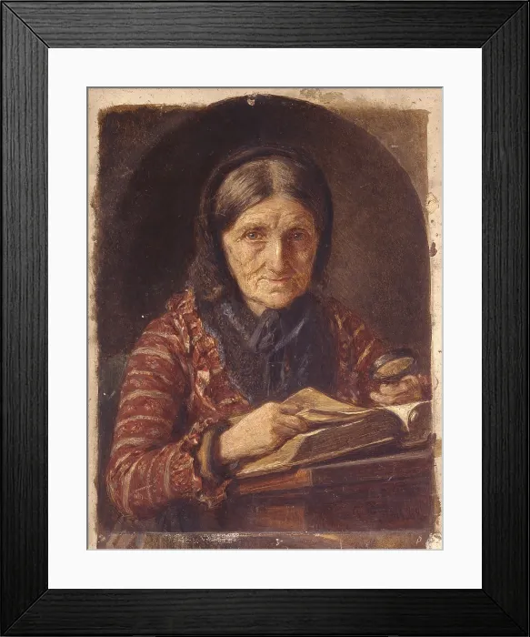 Framed Print : Figure of an old Woman, by Angilbert G bel, 1868, 19th Century, oil on canvas - Italy, Lombardy, Milan, Brera Collection. Whole artwork view