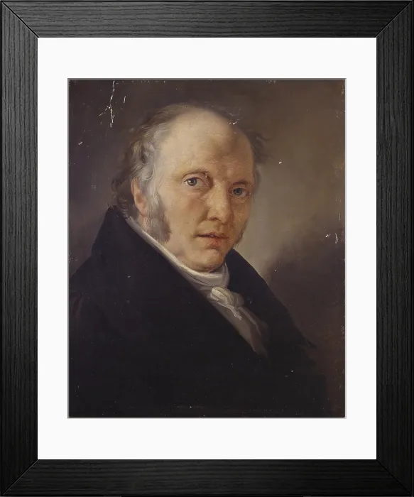 Framed Print : Portrait of Giuseppe Moja (Ritratto di Giuseppe Moja), by Vitale Sala, 1825, 19th Century, oil on panel, 43 x 35 cm - Italy, Lombardy, Milan, Brera Academy. Whole artwork view