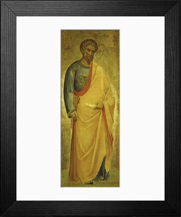 Framed Print : Saint Peter, by Lorenzo Veneziano, 1371, 14th Century, board with gold background, 114 x 44 cm - Italy, Veneto, Venice, Gallery of the Academy. Whole artwork view Framed Print : Saint Peter, by Lorenzo Veneziano, 1371, 14th Century, board with gold background, 114 x 44 cm - Italy, Veneto, Venice, Gallery of the Academy. Whole artwork view