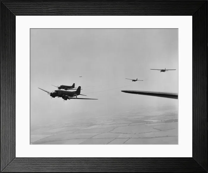 Framed Print : Gliders towed by Douglas C-47s in Operation Varsity, the largest airborne operation conducted during World War 2