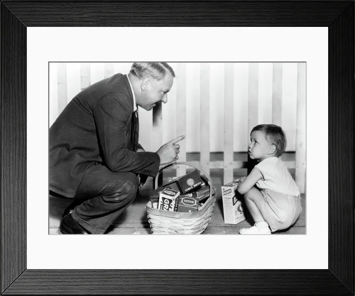 Framed Print : IT'S A GIFT, W. C. Fields, Baby LeRoy, 1934, basket