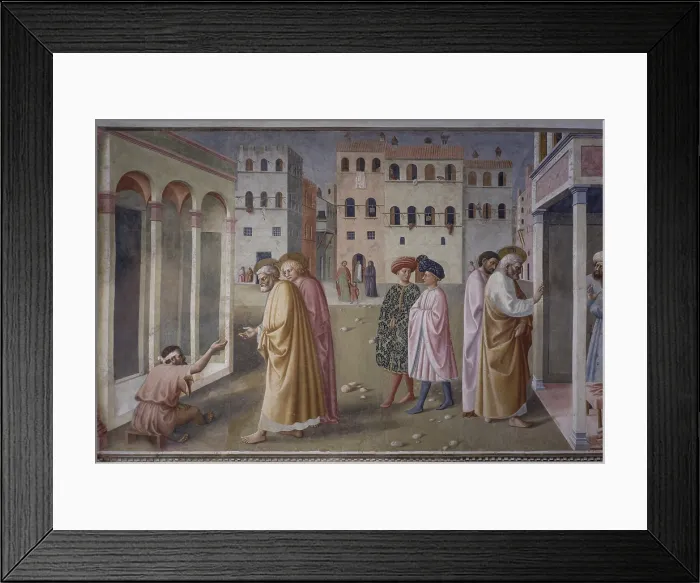 Framed Print : Healing of the Crippled Man and Raising of Tabitha (Guarigione dello storpio e Resurrezione di Tabita), by Masolino da Panicale, 1424-1425, 15th Century, fresco Framed Print : Healing of the Crippled Man and Raising of Tabitha (Guarigione dello storpio e Resurrezione di Tabita), by Masolino da Panicale, 1424-1425, 15th Century, fresco