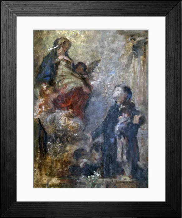 Framed Print : Study for Saint Luis and Virgin Mary, by Demetrio Cosola, 1870 - 1895, 19th Century, oil on cardboard - Private collection. Whole artwork view