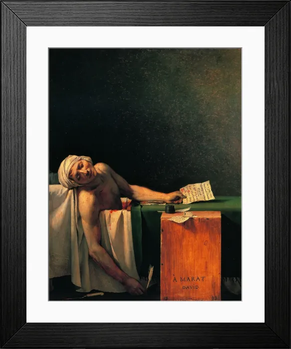 Framed Print : Marat's Death (La Mort de Marat), by Jacques-Louis David, 1793, 17th Century, oil on canvas, 165 x 125 cm - Belgium, Bruxelles, Muses Royaux d'Art et d'Histoire