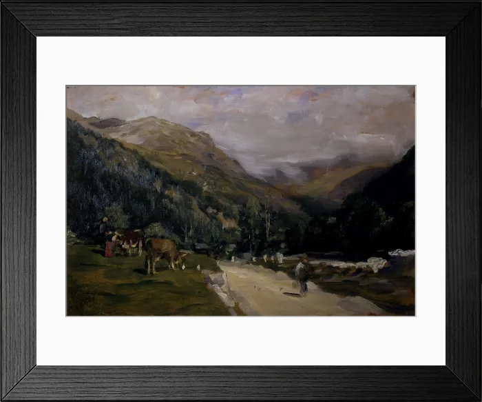 Framed Print : Going to Gressoney (Verso Gressoney), by Demetrio Cosola, 1893, 19th Century, oil on board - Private collection. Whole artwork view Framed Print : Going to Gressoney (Verso Gressoney), by Demetrio Cosola, 1893, 19th Century, oil on board - Private collection. Whole artwork view