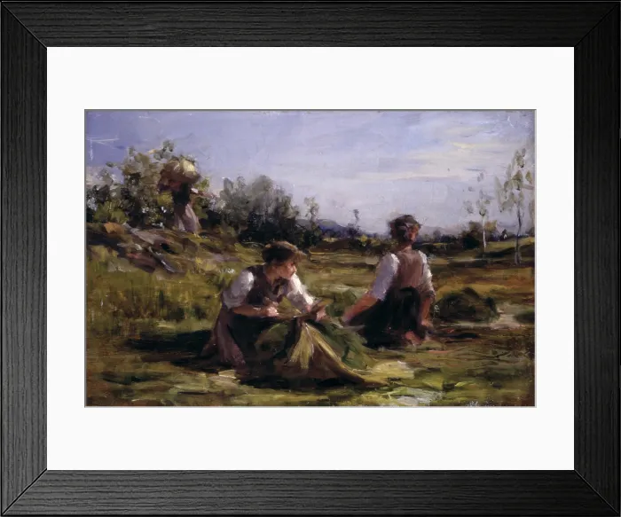 Framed Print : Haymaking (Fienagione), by Demetrio Cosola, 1875 - 1895, 19th Century, oil on board - Private collection. Whole art work view