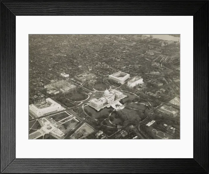 Framed Print : Aerial photo of Capitol Hill, May 1, 1932, with a view of the U.S. Capitol and vicinity