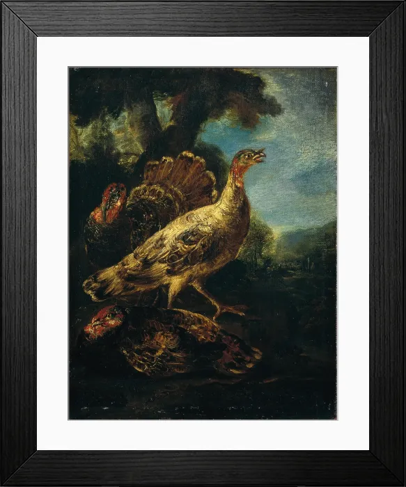 Framed Print : Three turkeys, by Angelo Maria Crivelli also known as Il Crivellone and workshop, 17th - 18th Century, oil on canvas - Italy, Lombardy, Milan, Castello Sforzesco Framed Print : Three turkeys, by Angelo Maria Crivelli also known as Il Crivellone and workshop, 17th - 18th Century, oil on canvas - Italy, Lombardy, Milan, Castello Sforzesco