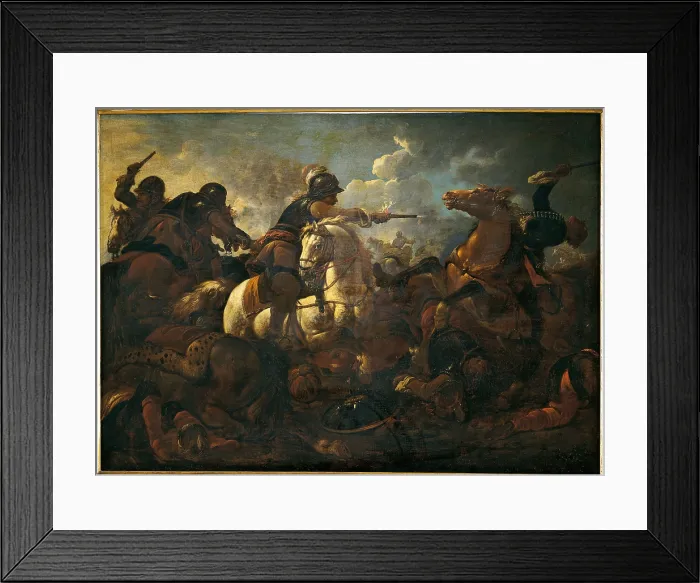 Framed Print : Battle, by Philipp Peter Roos, also known as Rosa from Tivoli, ca