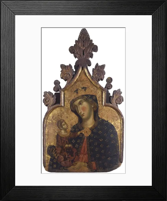Framed Print : Madonna with Child, by Marco Veneziano, 14th Century, board - Italy, Veneto, Padua, Civic Museums. Whole artwork view. Board depicting Our Lady holding baby Jesus in her arms Framed Print : Madonna with Child, by Marco Veneziano, 14th Century, board - Italy, Veneto, Padua, Civic Museums. Whole artwork view. Board depicting Our Lady holding baby Jesus in her arms