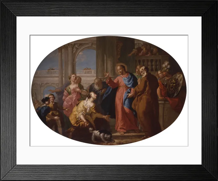 Framed Print : Christ and a Woman from Cana, by Michelangelo Schiavoni, 1752, 18th Century, canvas - Italy, Veneto, Chioggia, Cathedral. Whole artwork view