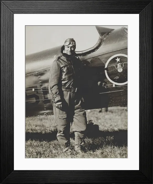 Framed Print : Brig. Gen. Billy Mitchell, standing by his Army airplane, in flying gear, Nov. 5, 1920. Mitchell commanded all American air combat units in France at the end of WW1