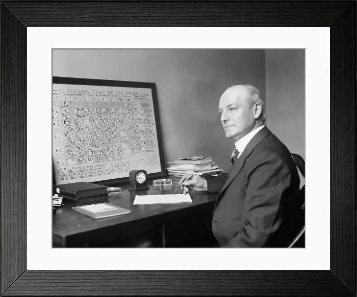 Framed Print : Henry D. Hubbard, the designer of the Chart of the Atoms, aka Periodic Table of Elements, 1924