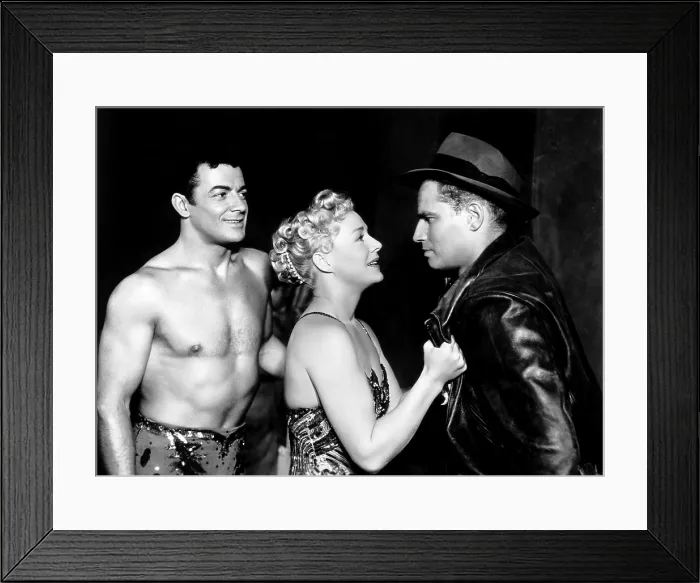 Framed Print : THE GREATEST SHOW ON EARTH, from left, Cornel Wilde, Betty Hutton, Charlton Heston, 1952